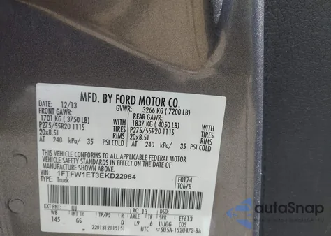 2014 Ford F-150 Xlt from USA, damaged, VIN 1FTFW1ET3EKD22984